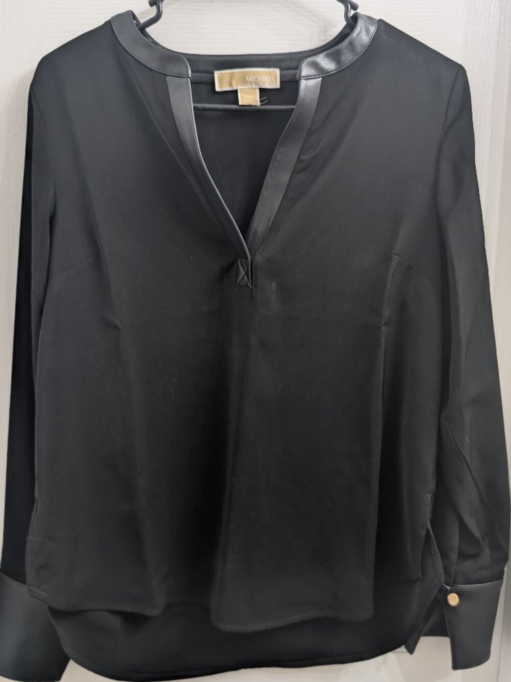 Black Micheal Kors blouse with leather detail